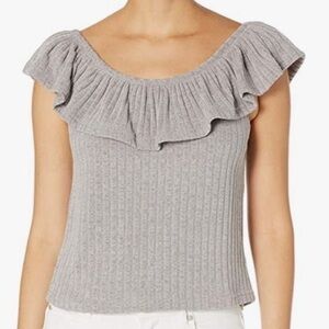 Gray Ruffle Top